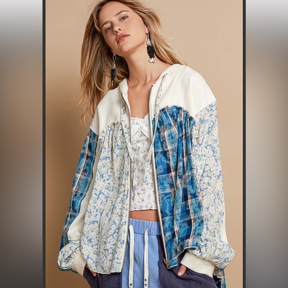 NWOT POL Thermal woven mix hooded jacket size large - Picture 6 of 6